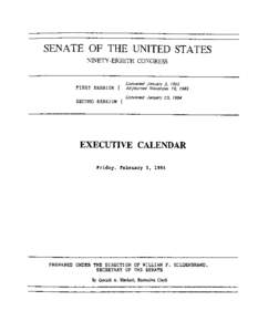 SENATE OF THE UNITED STATES NINETY-EIGHTH CONGRESS FIRST SESSION { SECOND SESSION {