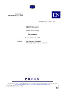 EN  COUNCIL OF THE EUROPEAN UNION[removed]REV 2 (Presse 392)