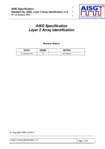 AISG Specification: Standard No. AISG- Layer 2 Array Identification v1.0 31st of January, 2013 AISG Specification Layer 2 Array Identification