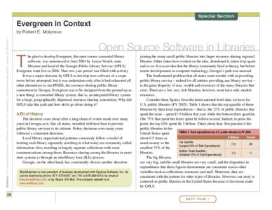 Special Section  Evergreen in Context Bulletin of the American Society for Information Science and Technology – December/January 2009 – Volume 35, Number 2  by Robert E. Molyneux