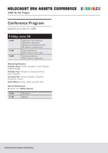 JUNE 26–30, Prague  Conference Program (updated as of June 24, Friday, June 26