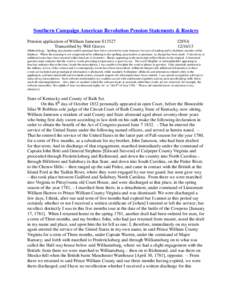 Southern Campaign American Revolution Pension Statements & Rosters Pension application of William Jameson S13527 Transcribed by Will Graves f28VA[removed]