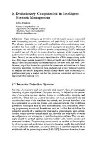 9. Evolutionary Computation in Intelligent Network Management Ajith Abraham Natural Computation Lab Department of Computer Science Oklahoma State University,USA