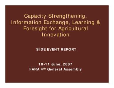 Strengthening graduate training and Agricultural Research in African Universities  Sub-Theme Seven