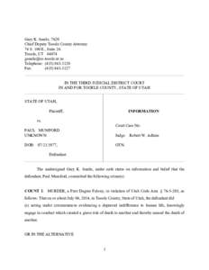 Gary K. Searle, 7620 Chief Deputy Tooele County Attorney 74 S. 100 E., Suite 26 Tooele, UT[removed]removed] Telephone: ([removed]