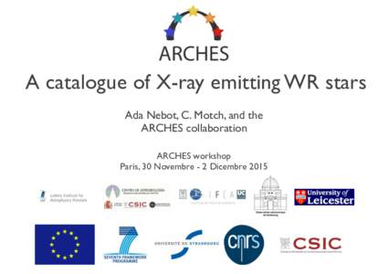 A catalogue of X-ray emitting WR stars Ada Nebot, C. Motch, and the ARCHES collaboration ARCHES workshop Paris, 30 Novembre - 2 Dicembre 2015