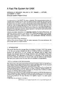 A Fast File System for UNIX MARSHALL K. MCKUSICK, WILLIAM N. JOY, SAMUEL J. LEFFLER, and ROBERT S. FABRY