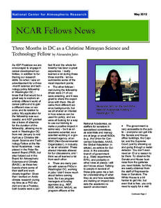 MayNational Center for Atmospheric Research NCAR Fellows News Three Months in DC as a Christine Mirzayan Science and