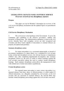 For information on 18 November 2013 LC Paper No. CB[removed])  LEGISLATIVE COUNCIL PANEL ON PUBLIC SERVICE