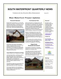 SOUTH WATERFRONT QUARTERLY NEWS Published by the City of Knoxville’s Office of Redevelopment Spring[removed]W e s t Wa t e r f r o n t P r o j e c t U p d a t e s