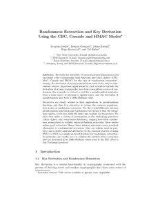 Randomness / Computational complexity theory / Information theory / Pseudorandomness / Hashing / Randomness extractor / Leftover hash lemma / Entropy / Pseudorandom generator / Cryptography / Theoretical computer science / Applied mathematics