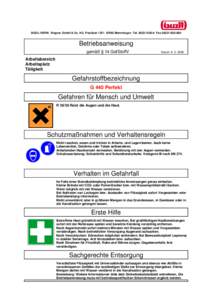 BUZIL-WERK Wagner GmbH & Co. KG Postfach[removed]Memmingen Tel[removed]Fax[removed]Betriebsanweisung gemäß § 14 GefStoffV  Datum: [removed]