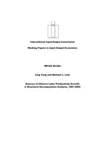 International Input-Output Association Working Papers in Input-Output Economics WPIOX[removed]Ling Yang and Michael L. Lahr