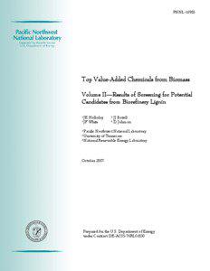 Top Value-Added Chemicals from Biomass - Volume II—Results of Screening for Potential Candidates from Biorefinery Lignin