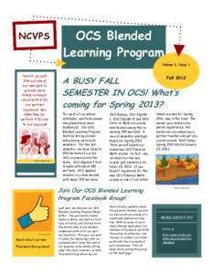 NCVPS  OCS Blended Learning Program Volume 3, Issue 1