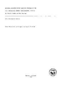 REGIONAL AQUIFER-SYSTEM ANALYSIS PROGRAM OF THE U.S. GEOLOGICAL SURVEY--BIBLIOGRAPHY, By John B. Weeks and Ren Jen Sun U.S. Geological Survey