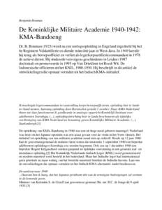 Benjamin Bouman  De Koninklijke Militaire Academie[removed]: