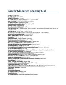 Microsoft Word - Career Guidance Reading List _2_.doc