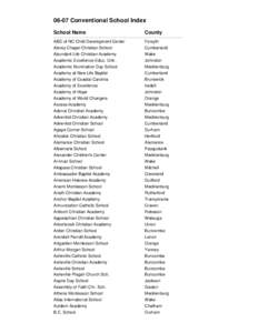 06-07 Conventional School Index School Name County  ABC of NC Child Development Center