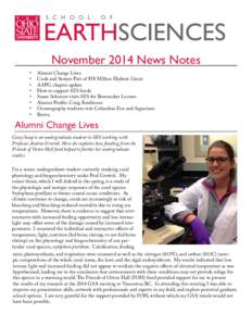 S C H O O L  O F EARTHSCIENCES November 2014 News Notes