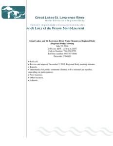 Great Lakes-St. Lawrence River Water Resources Regional Body ConseiI régional des ressources en eau des Grands Lacs et du fleuve Saint-Laurent