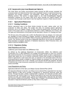 Environmental Impacts Analysis – Issues with Less than Significant Impacts[removed]ISSUES WITH LESS THAN SIGNIFICANT IMPACTS The Initial Study and further environmental review through the EIR process evaluated the propos