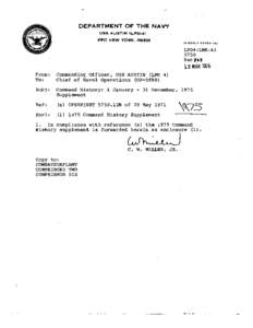 DEPARTMENT OF THE NAVY USS AUSTIN ILPD-4) FPO NEW YORK[removed]IN R E P L Y R E F E R TO: