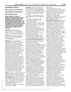 Federal Register / Vol. 73, NoThursday, September 11, Notices  Western Area Power Administration DEPARTMENT OF THE INTERIOR Fish and Wildlife Service Notice of Intent To Prepare a