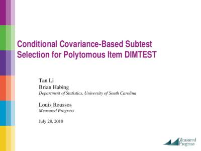 Conditional Covariance-Based Subtest Selection for Polytomous Item DIMTEST