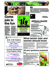 SPECIAL ADVERTISING FEATURE  Sun Newspapers WEDNESDAY, July 25, 2012. Maintaining an active social life