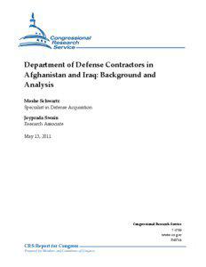 Department of Defense Contractors in Afghanistan and Iraq: Background and Analysis