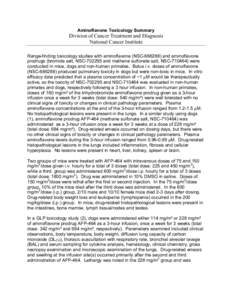 Aminoflavone Toxicology Summary  Division of Cancer Treatment and Diagnosis National Cancer Institute Range-finding toxicology studies with aminoflavone (NSC[removed]and aminoflavone prodrugs (bromide salt, NSC[removed]an