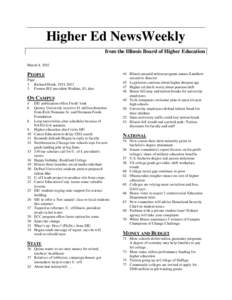 Higher Ed NewsWeekly from the Illinois Board of Higher Education March 8, 2012 PEOPLE Page