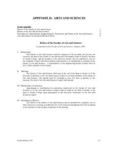 APPENDIX D: ARTS AND SCIENCES 0B In this Appendix Bylaws of the Faculty of Arts and Sciences Bylaws of the Arts and Sciences Council