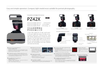 Easy and simple operation. Compact, light model most suitable for portrait photography.  Compatible with digital SLR cameras. PZ42X