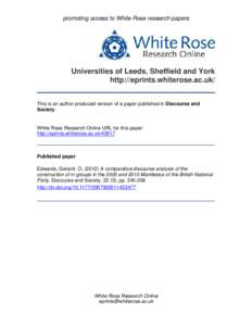 promoting access to White Rose research papers  Universities of Leeds, Sheffield and York http://eprints.whiterose.ac.uk/ This is an author produced version of a paper published in Discourse and Society.