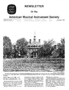 NEWSLETTER Of The American Musical Instrument Society Vol.