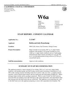 California Coastal Commission Staff Report and Recommendation Regarding Permit Application No[removed]Beauchamp, San Clemente)