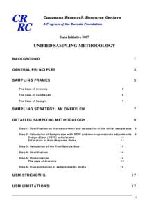 Caucasus / Caucasus Research Resource Centers-Armenia / Survey sampling / Stratified sampling / Cluster sampling / Response rate / Yerevan / Armenia / Census / Statistics / Sampling / Survey methodology