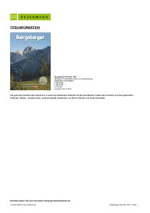 TITELINFORMATION  Bergsteiger KalenderSeiten, Format 36,5 x 25,5 cm, Spiralbindung ISBN7 € [D] 15,99