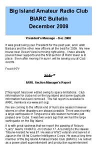 Big Island Amateur Radio Club BIARC Bulletin December 2008