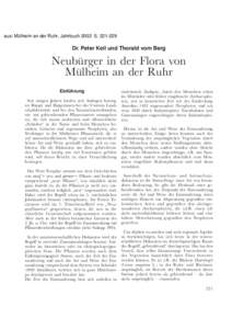 aus: Mülheim an der Ruhr, Jahrbuch 2002: S[removed]Dr. Peter Keil und Thorald vom Berg Neubürger in der Flora von Mülheim an der Ruhr