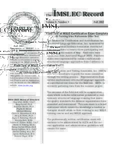 IMSLEC Newsletter - Fall 2005