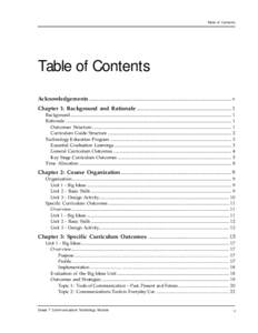 Table of Contents  Table of Contents Acknowledgements ............................................................................................................ v Chapter 1: Background and Rationale ...................