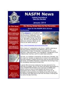 NASFM News National Association of State Fire Marshals January 2014 In This Issue