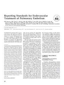 Reporting Standards for Endovascular Treatment of Pulmonary Embolism