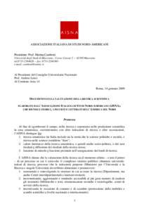 ASSOCIAZIONE ITALIANA DI STUDI NORD-AMERICANI  Presidente: Prof. Marina Camboni Università degli Studi di Macerata – Corso Cavour 2 –· 62100 Macerata· tel –· fax · e-mail: camboni@un