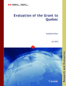 Evaluation of the Grant to Quebec