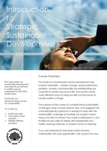 Introduction to Strategic Sustainable Development prepare your organization for the future