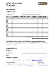 Fortnightly Contractor Timesheet